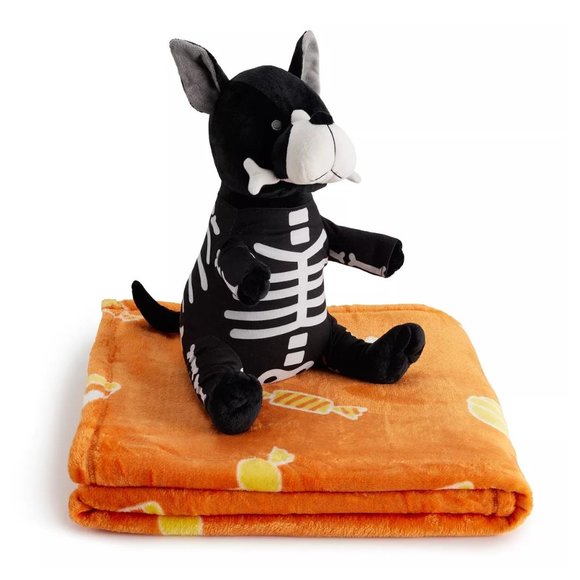 The Big One Halloween Skeleton Dog Plush Stuffed Animal & Soft Blanket NWT - Picture 2 of 13